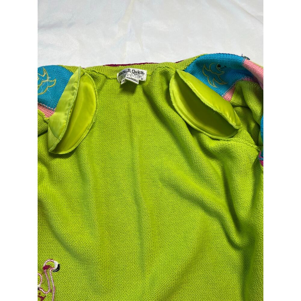 Jack B Quick Colorful Flamingo Florida Palm Sweater, size M, Pre-Loved, Dopamine - Picture 8 of 12